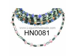 Assorted Colored Opal Beads Hematite Beads Stone Chain Choker Fashion Women Necklace